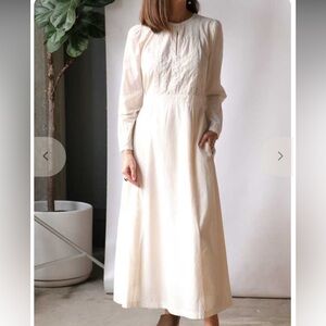 Xirena Navy Blue Finna Dress MIDI Maxi Button Front Dress Size XS NWT